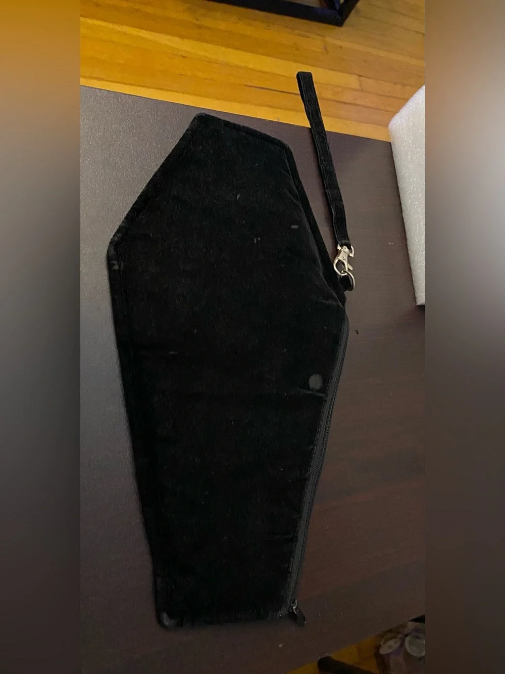 Coffin-Shaped Wristlet Clutch bag  in Black and Silver